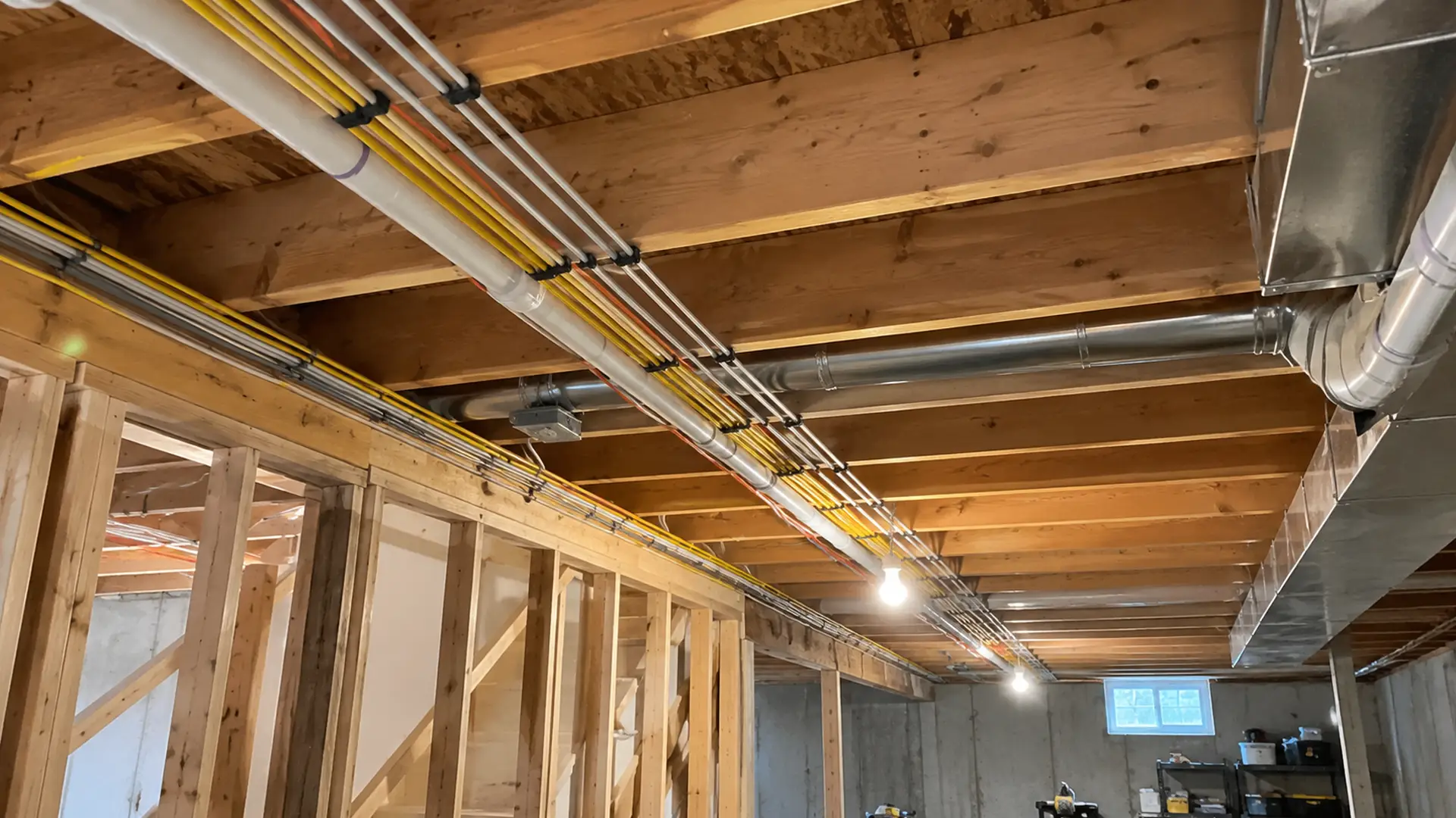Electrician and homeowner reviewing kitchen renovation plans